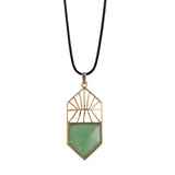 Gold Hollow Sun Ray Natural Stone Shield Arrow Pendant, Geometric Open‑Work Metal Frame Gemstone Pendant, Reiki Chakra Healing Crystal Charm for DIY Necklace Jewelry Making