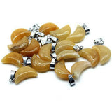 13×18mm Natural Crystal Moon Pendant, Healing Chakra Gemstone Charms for Jewelry Making