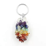 Chakra Gemstone Grape Pendant Keychain Healing Crystals Tumbled Stone Beads Keyring for Couple Best Friend Family