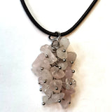 Natural Rose Quartz Grape Cluster Pendant Necklace Chakra Healing Crystal Jewelry for Women