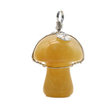 20mm Natural Crystal Mushroom Pendant  Wire-Wrapped Gemstone DIY Jewelry for Gifts