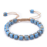 Handmade 6MM Square Imperial Jasper Yoga Bracelet - Adjustable Boho Weave Healing Stone Bracelet Jewelry for Men & Women