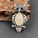 Spirit Wisdom Owl Healing Crystal Pendant | Natural Gemstone Antique Alloy Necklace for Reiki Meditation Birthday Gift