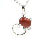 Crystal Lovely Cat Pendant Necklace birthday gift Handmade Cat Stone Pendant Necklace for Women, Healing Crystal Amulet Cat