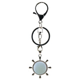 Retro Silver Ship Steering Wheel Key Ring • Classic Japanese Aesthetic Crystal Holder Clip • Heavy-Duty Swivel Lobster Clasp Backpack Charm Gift