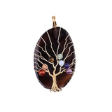 Hand-Wrapped Tree of Life Agate Pendant: 7 Chakra Healing Crystal Necklace with Copper Wire for Spiritual Wellness