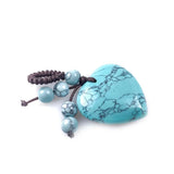 Natural Heart Crystal Keychain, Hand Knotted Chakra Gemstone Beads Love Stone Keyring for Mother’s Day Gift