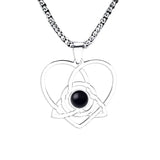 Stainless Steel Celtic Knot Heart Necklace Gemestone Triquetra Symbol Pendant - Eternal Love Spiritual Jewelry for Women & Men
