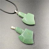 Hand Carved Natural Crystal Axe Pendant Necklace, Multi Color Rose Quartz Agate Malachite Gemstone Chakra Healing Stone Spiritual Jewelry for Men Women