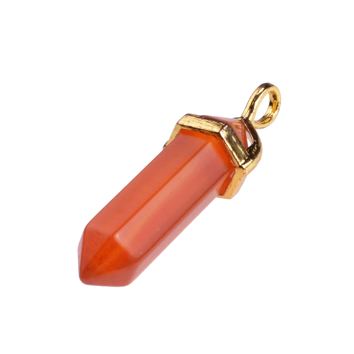 Natural Crystal Point Pendant Gold Plated Wrap Hexagonal Stone Chakra Healing Crystal Pendant for Necklace Making, Reiki Jewelry Supply