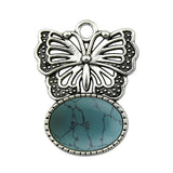 High Quality Natural Colorful Gem Stone Alloy Butterfly Pendant Fashion Women Jewelry Accessories for Children's Party Necklace