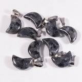 13×18mm Natural Crystal Moon Pendant, Healing Chakra Gemstone Charms for Jewelry Making