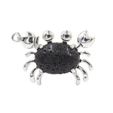 Natural Gemstone Crab Pendant | Silver-Tone Alloy Animal Charm for DIY Jewelry