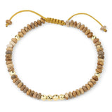 Boho Natural Stone Heishi Disc Beaded Bracelet, Hand Braided Sliding Adjustable Cord Stacking Bracelet for Women Ethnic Daily Jewelry
