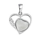 Natural Crystal Heart Pendant, Hollow Silver Frame with Gemstone Center for Women’s Jewelry