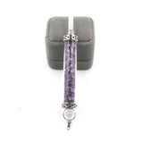 Natural Crystal Chip Glass Bottle Wand Pendant, Reiki Chakra Healing Crystal Point Wand Charm for Necklace Jewelry Making Meditation