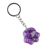 28×30mm Natural Crystal Cat Paw Keychain | Cute Gemstone Pendant Keyring for Animal Lovers