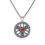 Hollow Life Flower Stainless Steel Gemstone Necklace for Women Men