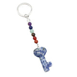 7 Chakra Beads Heart Key Crystal Keychain, Natural Healing Gemstone Love Key Pendant Gift