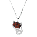 20×30mm Natural Crystal Fox Head Pendant Necklace, Healing Gemstone Beads for DIY Jewelry