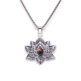 Stainless Steel Vintage Link Chain Custom Jewelry Bohemian Style Lotus Flower Jewelry for Women Necklace
