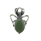 26×36mm Antique Silver Spider Pendant | Natural Crystal Cabochon Gothic Insect Charm for Jewelry Making
