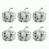 6Pcs Set 30MM Natural Crystal Pumpkin Figurines Gemstone Pumpkin Ornament With Metal Stem Halloween Healing Crystal Gift