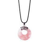 Boho Hollow Circle Donut Gemstone Pendant, Vintage Crown Metal Cap Natural Stone Charm, Handmade Jewelry Making Supply
