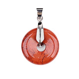 Natural Gemstone Ping Buckle Shaped Pendant with Silver Metal  Mixed Agate Crystal Pendant Jewelry Gift Bring Health