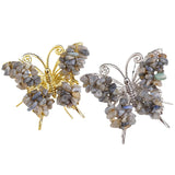 Natural Crystal Chip Butterfly Ornament | Gold-Plated Frame Handmade Gemstone Home Decor