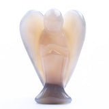 1.5Inch Gemstone Angel Figurine #SP1930 Hand Carved Pocket Healing Crystal Statue Perforated Spiritual Pendant for DIY Jewelry, Yoga Decor & Christmas Gifts