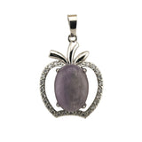 Natural Stone Apple Pendant Necklace • Sterling Silver Crystal Fruit Charm • Healing Crystal Gemstone Jewelry Gift for Women
