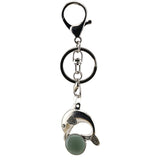Bohemian Silver Marine Dolphin Key Ring • Cute Sea Animal Crystal Sphere Holder Clip • Heavy-Duty Swivel Lobster Clasp Christmas Gift