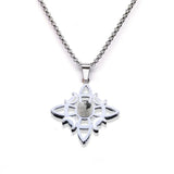 Stainless Steel Witch’s Knot Gemstone Necklace  Celestial Moon Goddess Pendant - Wiccan Protection Jewelry for Women & Men