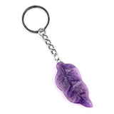 Fashional Natural Stone Carved Leaf Shaped Pendant Keychain Bag Small Crystal Pendant Decoration Safe for Festival Party Gift