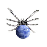 47×40mm Natural Crystal Ball Spider Pendant | Gothic Antique Silver Insect Charm for DIY Jewelry