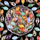 Natural Crystal Marquise Cut Pendant: 18mm Gold-Plated Healing Stone Charm for Necklaces & Spiritual Gifts