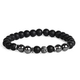 Elastic Bead Bracelet, 8mm Natural Obsidian Hematite Chakra Healing Protection Bracelet Stackable Wrist Jewelry Gift for Him Her