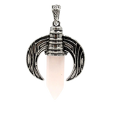 Vintage Ox Horn Crescent Moon Crystal Point Pendants for Jewelry Making - Antique Silver Inlaid Hexagonal Gemstone Bullet Charms, DIY Witchy Boho Necklace Accessories