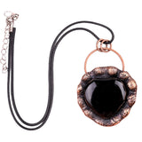 Retro Copper Natural Stone Heart Peneant Necklace 45CM Black Cord
