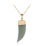 Minimalist Natural Stone Italian Horn Necklace Dainty Gold Plated Pepper and Tooth Shape Charm Spiritual Protection Amulet Crystal Jewelry Gift