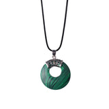 Boho Hollow Circle Donut Gemstone Pendant, Vintage Crown Metal Cap Natural Stone Charm, Handmade Jewelry Making Supply