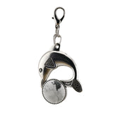 Bohemian Silver Marine Dolphin Key Ring • Cute Sea Animal Crystal Sphere Holder Charm • Unisex Beach Summer Theme Key Holder Clip Gift