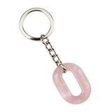 Minimalist Oval Hollow Crystal Keychain, Natural Gemstone Geometric O-Shape Loop Key Ring, Vintage Stone Car Key Charm Accessory for Men & Women