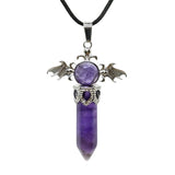 58×36mm Angel Wings Crystal Point Pendant | Natural Gemstone Hexagonal Prism Necklace for Men & Women