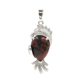 Silver Parrot Gemstone Pendant for DIY Making Jewelry #SP1764-Bird Animal Charms