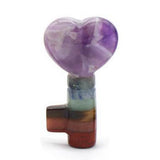 Symbolic Heart Key Crystal Pendant | 22×39mm Multi-Gemstone Charm Chakra Healing Jewelry