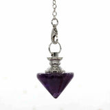 Crystal cone spirit pendulum pendant  Metal Copper Dowsing Healing Pyramid Reiki Pendulum Pendant Charms Chakra Amulet Chrome