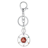 Hexagram Natural Crystal Keychain 7 Chakra Symbol Silver Plated Metal Key Ring Reiki Healing Gemstone Pendant Lobster Clasp Bag Charm