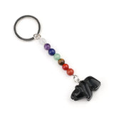 7 Chakra Natural Stone Polar Bear Keychain - Hand-Carved Gemstone Bear Amulet Backpack Charms Spiritual Healing Gift